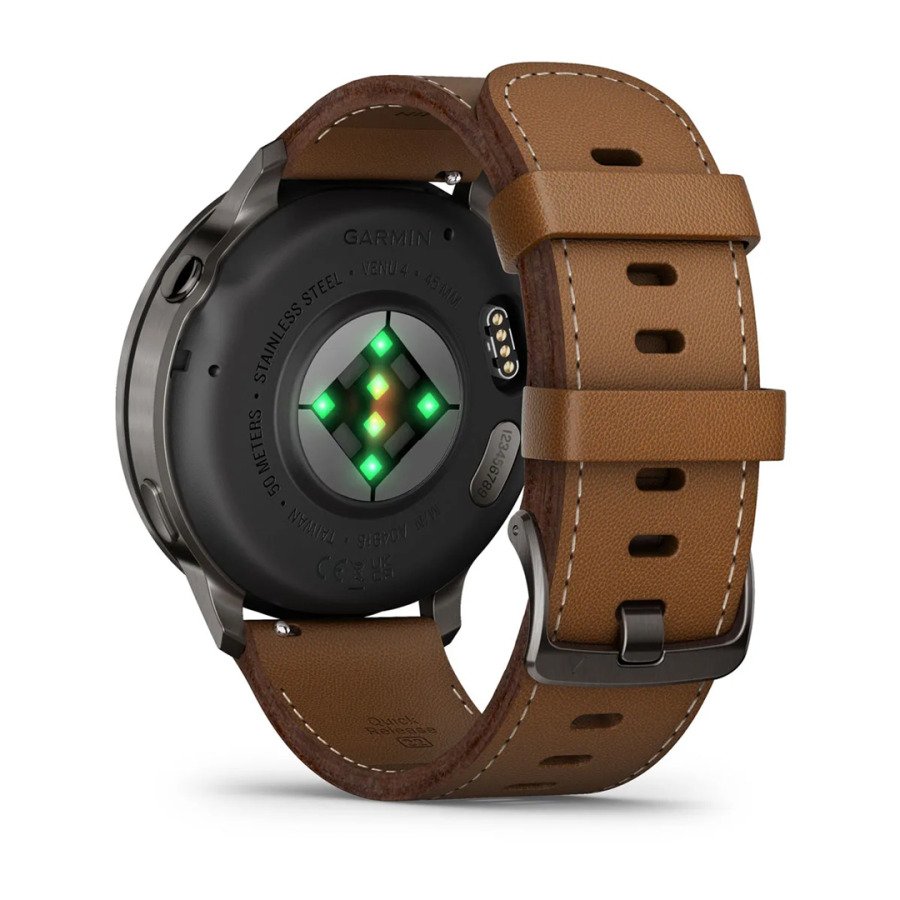 RELOJ GARMIN VENU 4 45MM SLATE - BROWN LEATHER BAND+BLACK BAND 010-03014-03